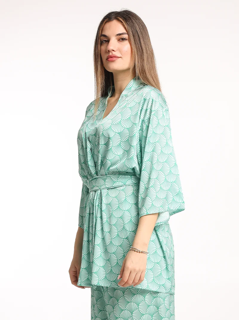 Kochili Green Short Kimono