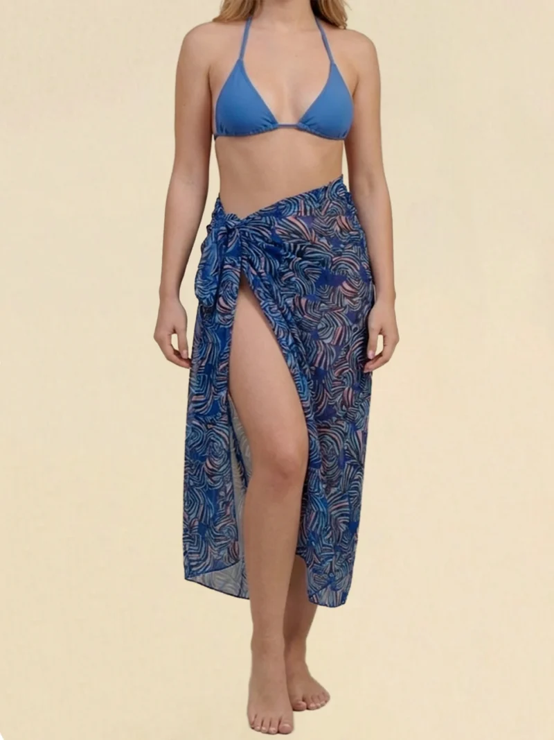 Artemis Blue pareo in a deep, serene blue tone.