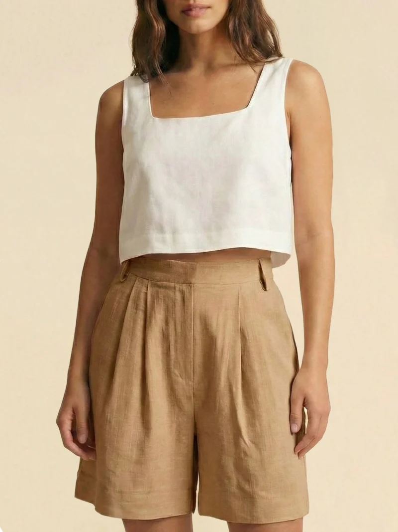 Camel-colored shorts in a minimalist design.