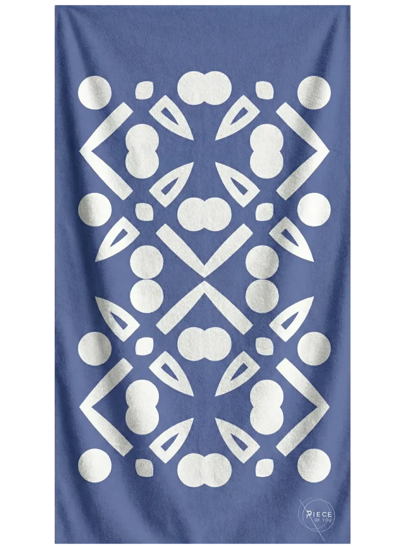 Tenekes towel featuring a bold, graphic Mediterranean pattern.